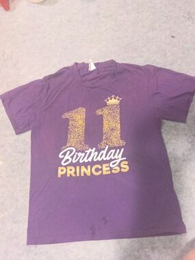 Girls' Purple '11 Birthday Princess' Short Sleeve Tee